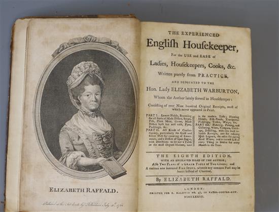 Raffald, Elizabeth - The Experienced English Housekeeper, 8th edition, 8vo, calf, with portrait and three folding plates, spine and boa